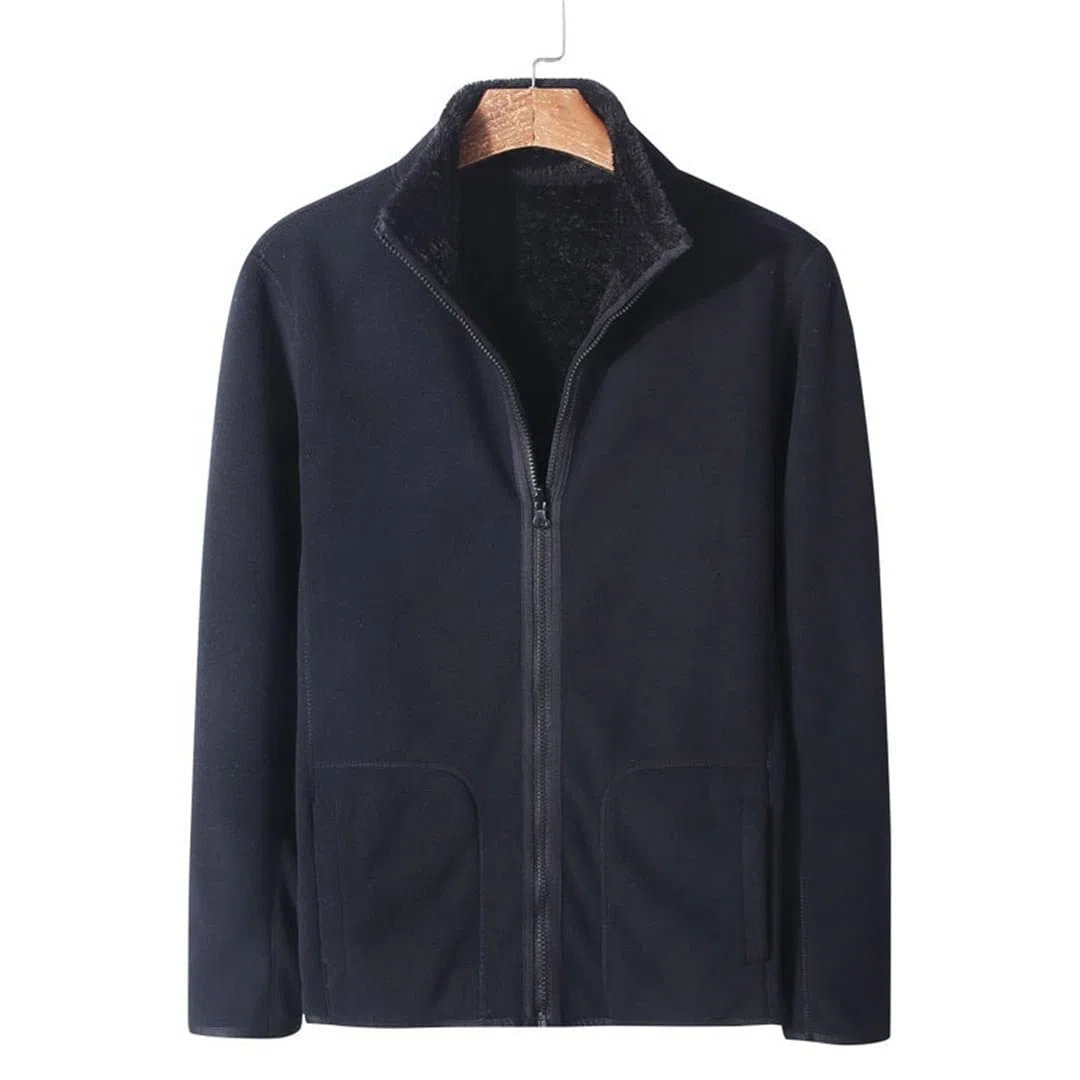 Chaqueta De Forro Polar Ligera con Cremallera para Hombre, Sudadera Cálida De Forro Polar Coralino De Doble Cara con Bolsillos
