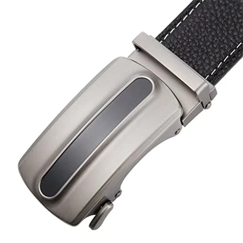 Cinturón de trinquete de Cuero para Hombres Hebilla Deslizante automática (Color : A, Size : 125cm)