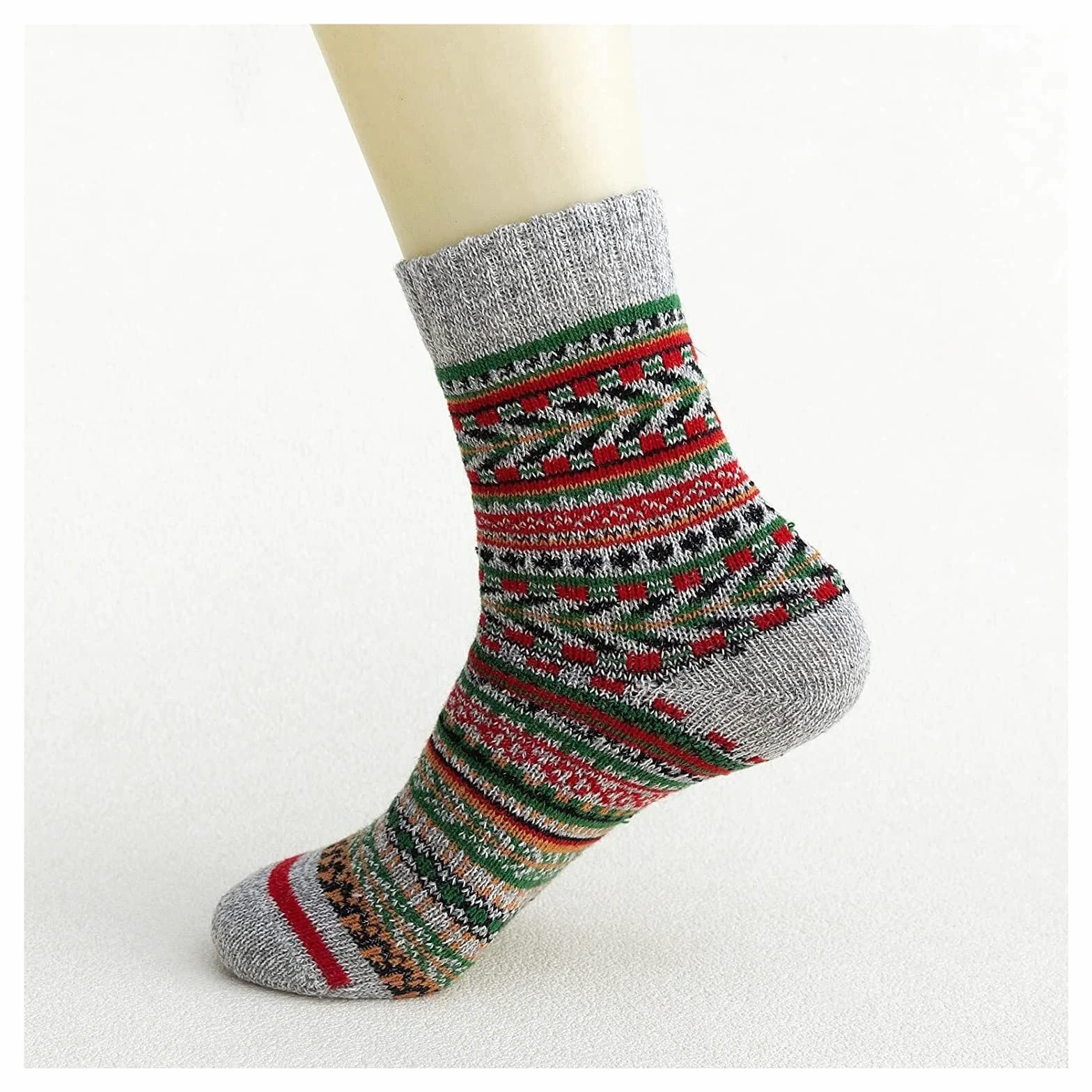 Calcetines Térmicos Calcetines De Invierno Para Mujer, 5 Pares, De Algodón, De Punto Grueso, Vintage, Suaves, Acogedores, Casuales, Para La Tripulación Calcetines Invierno
