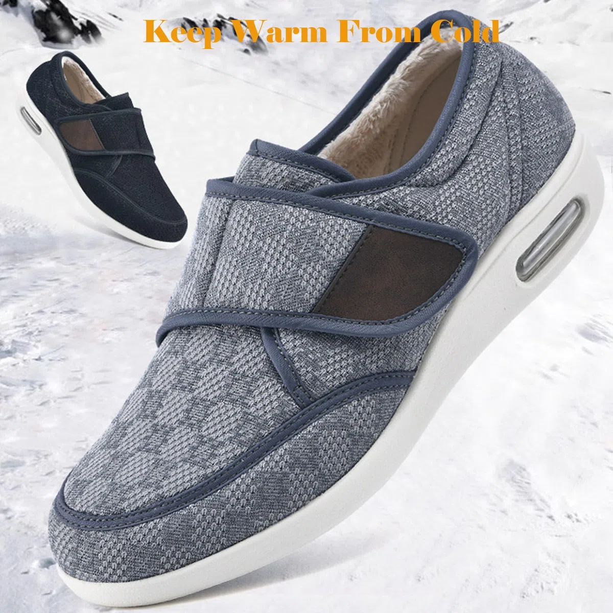 bumuam Zapatos para diabéticos para pies hinchados,Ajustable Zapatos Turgente Pies Pantufla, Anciano Cómodo Botas, Diabético Obesidad Zapatillas EU 46(30cm/11.8in)