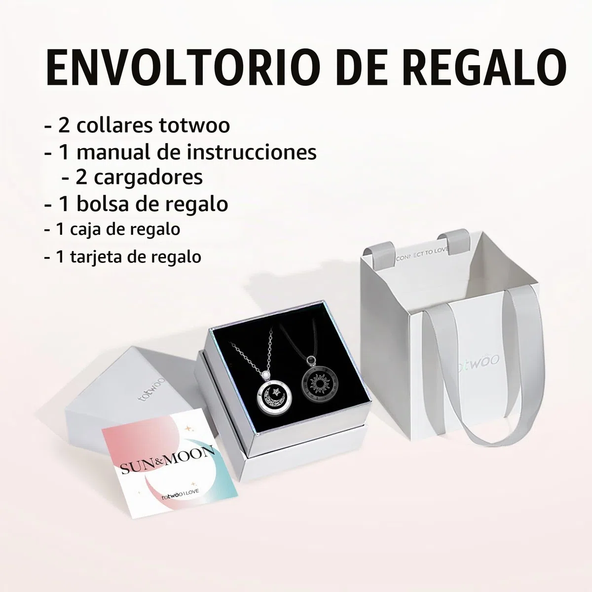 TOTWOO Collares Táctiles para Parejas con Vibración y Luces – Conexión Bluetooth para Relaciones a Distancia – El Regalo Romántico que Acerca los Corazones