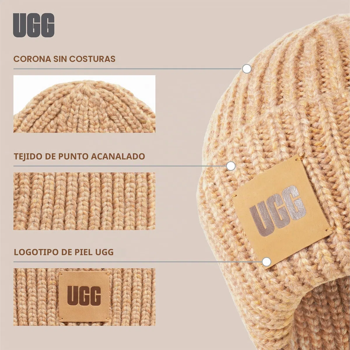 UGG W Chunky Rib Beanie - Gorro W Chunky Rib Mujer