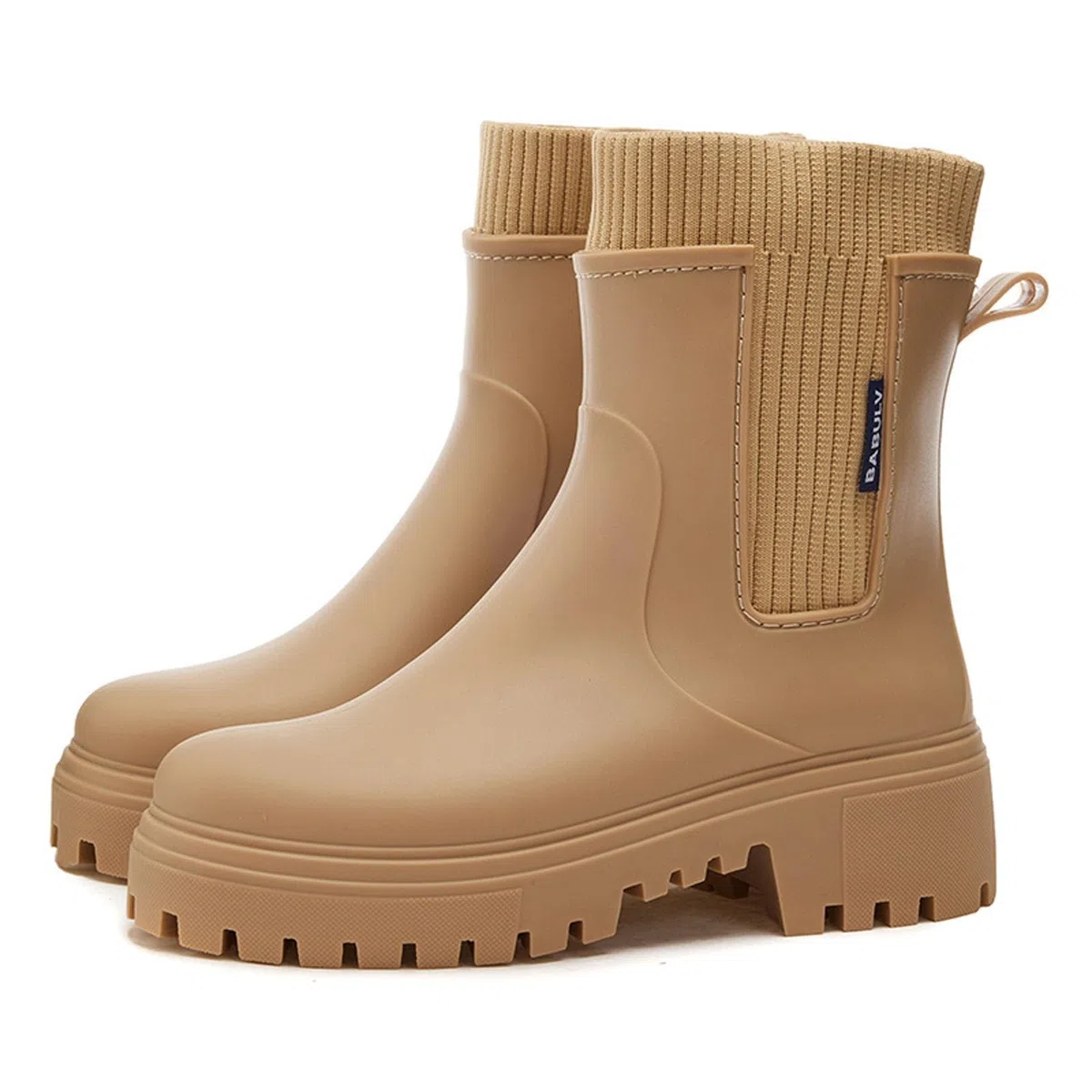 Botas de goma para mujer, media altura, suela gruesa, botas de lluvia