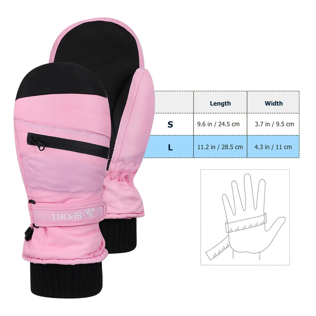 Kichvoe Guantes de Invierno Impermeables: 1 par de Guantes de Nieve Aislantes con Pantalla Táctil para Esquiar, Hacer Snowboard, Senderismo Y Actividades Al Aire Libre. Muñeca Ajustable, Talla L.