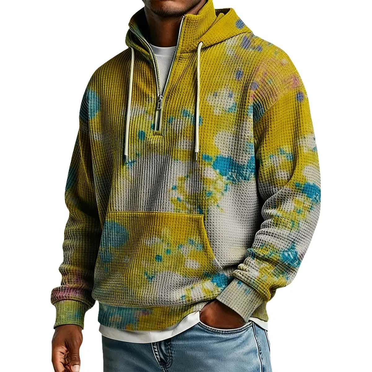 Ropa Protección Solar Sudadera De Manga Larga con Botones para Hombre, Estilo Casual Otoño E Invierno. Top Azul Lentejuelas (Light Yellow, M) Muscle Fit Camiseta Sin Mangas Camisa