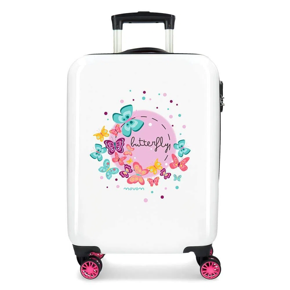 MOVOM Trolley .Abs 55cm.4r Butterfly, Maleta De Cabina Rígida Niñas, Multicolor, 32L
