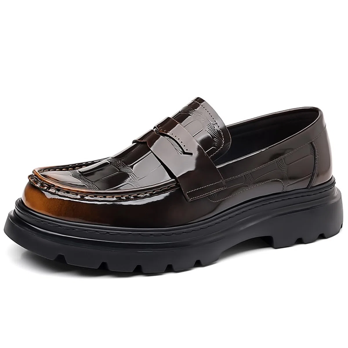 Mocasines de Cuero con Plataforma y borlas para Hombre Zapatos De Vestir Punta Redonda Modernos, para Negocios Negocios, Bodas