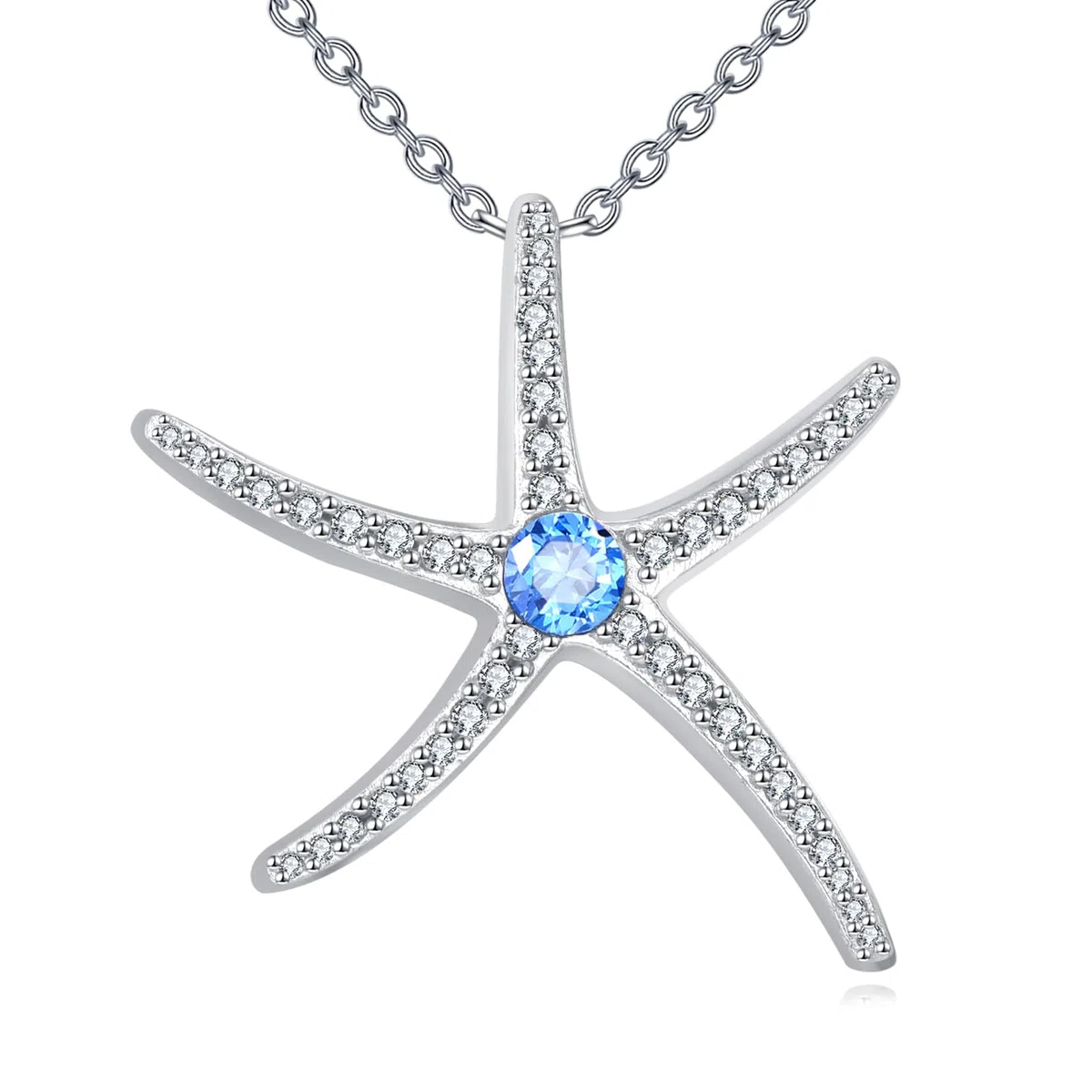 KZX Collar de estrella de mar de plata de ley 925 con colgante hawaiano de playa náutica, joyería de regalo para mujer