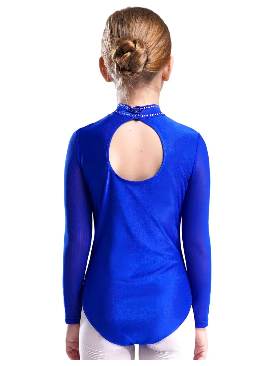 TiaoBug Conjunto De Baile Para Niñas Leotardo Gimnasia Rítmica Manga Larga Con Pantalones Cortos Y Leggings Traje De Patinaje Artístico Azul 15-16 años