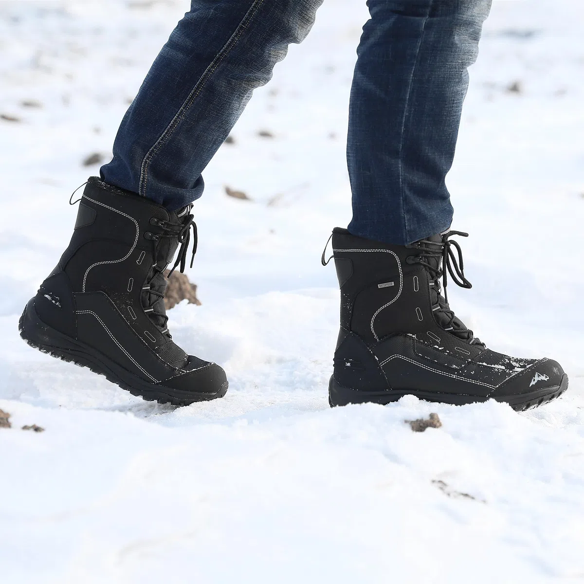 Botas de nieve para hombre con forro de piel, cálidas e impermeables