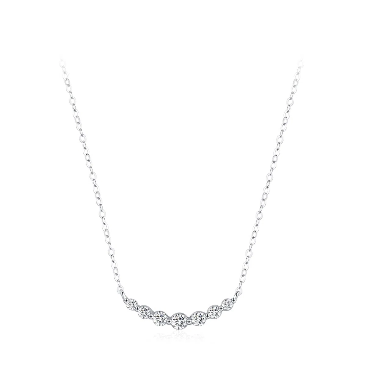 Juego de pendientes y collar de circonita cúbica para mujer, plata de ley 925, collar con colgante de sonrisa de plata y aretes de tuerca, juego de joyas para novia, esposa, ella, adecuado para