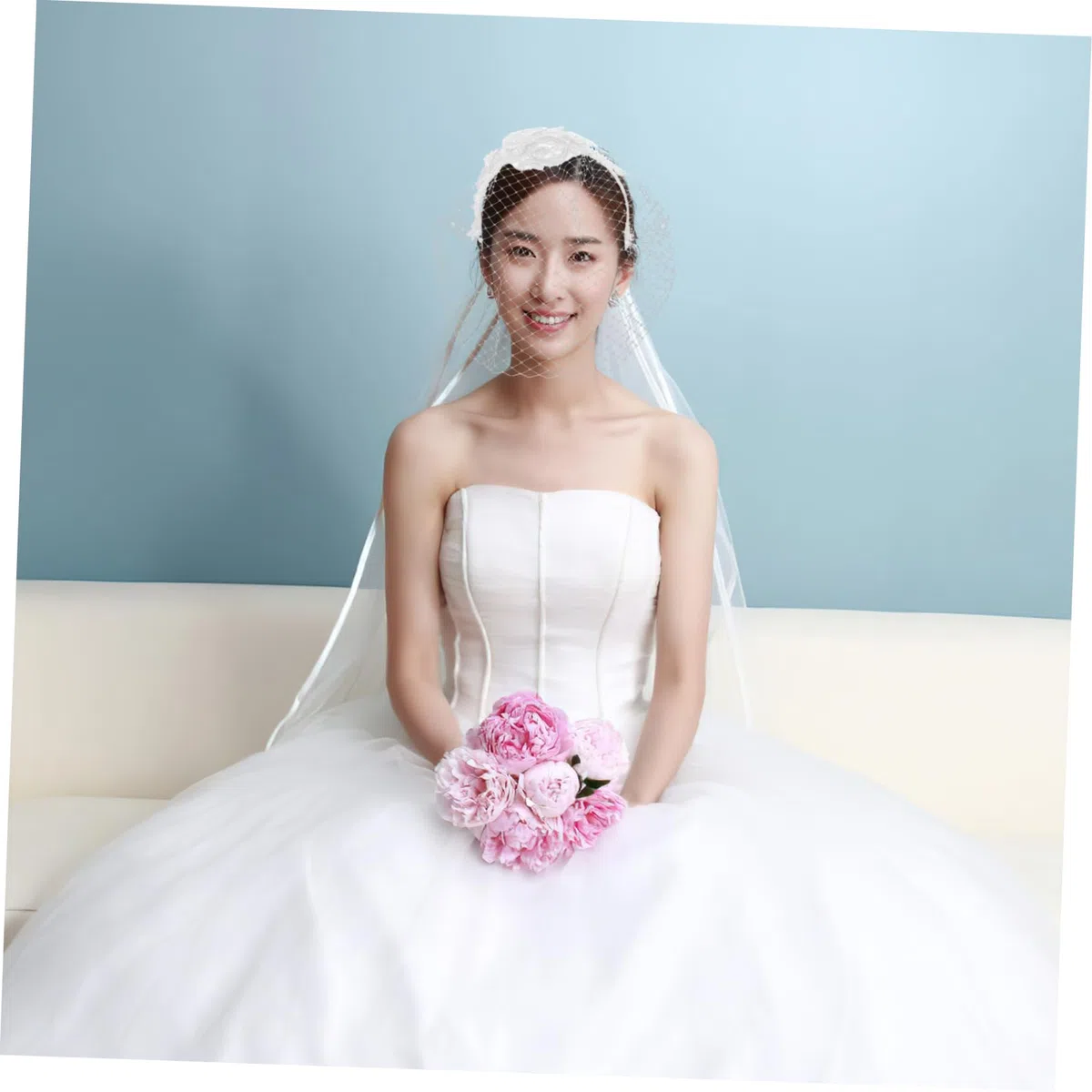 Mujer Pelo Cinta de Velo de Novia Cinta de Velo para Novia Boda Cinta de Velo de Novia Pelo de Boda Velos de Novia Miss Birdcage Tela Maquillaje (F zwart) (H Wit)