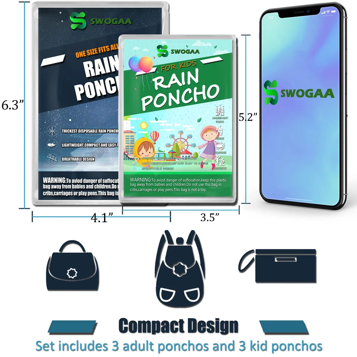SINGON Ponchos de lluvia desechables para adultos (paquete de 4) - Ponchos de lluvia extra gruesos 60% para hombres o mujeres, ponchos de lluvia impermeables con capucha - Diseño universal ligero -