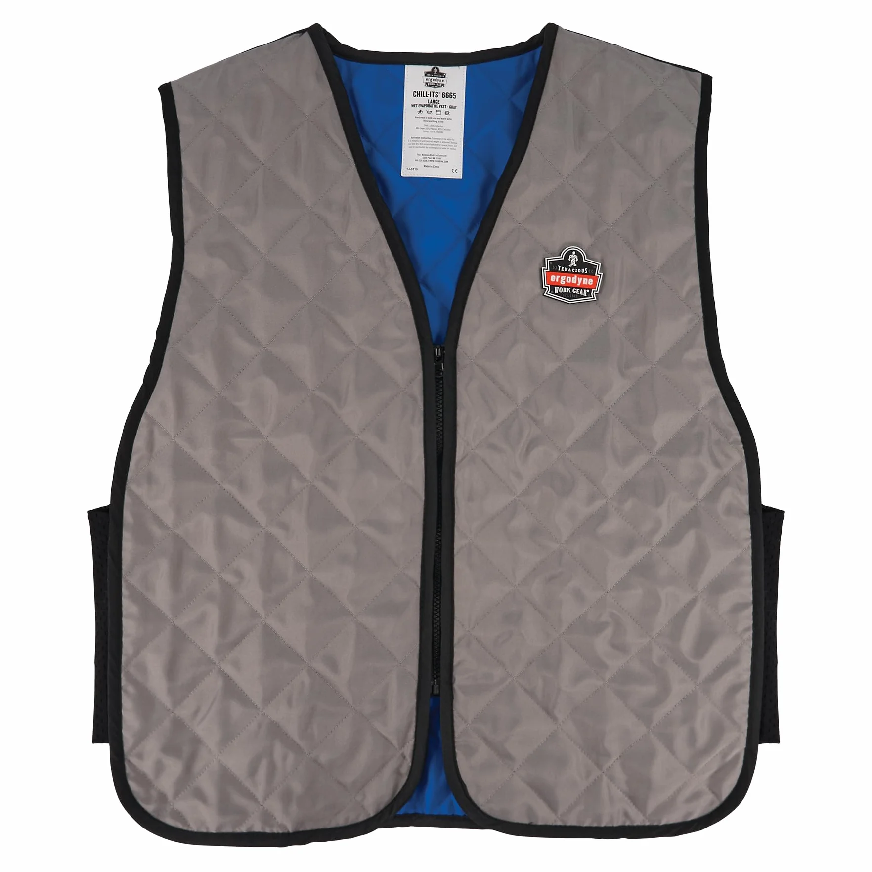 Ergodyne Chill-its 6665 Evaporative Cooling Vest - Embedded Polymers, Zipper Closure Chaleco de refrigeración Hombre (Pack de 1)