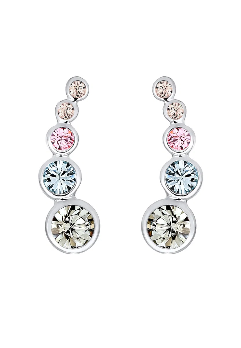 Elli Earrings Earclimber Circle Geo Crystals 925 Sterling Silver