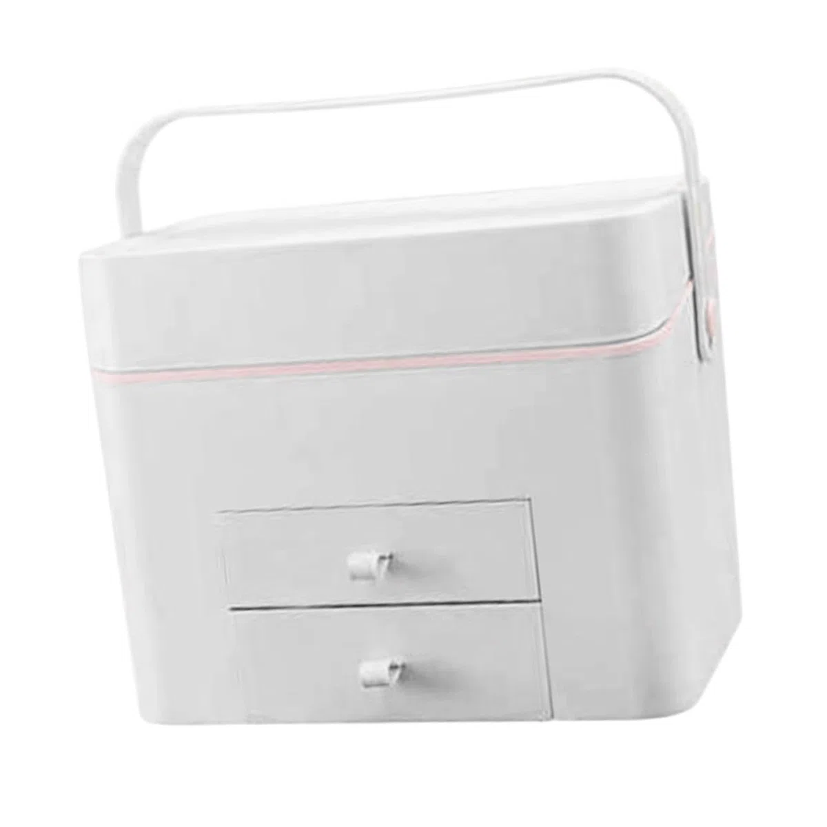 Estuche de Maquillaje con Espejo Iluminado Organizador de Cosméticos Maletín de Viaje para Maquillaje Caja de Belleza con Compartimentos Material Resi, Blanco