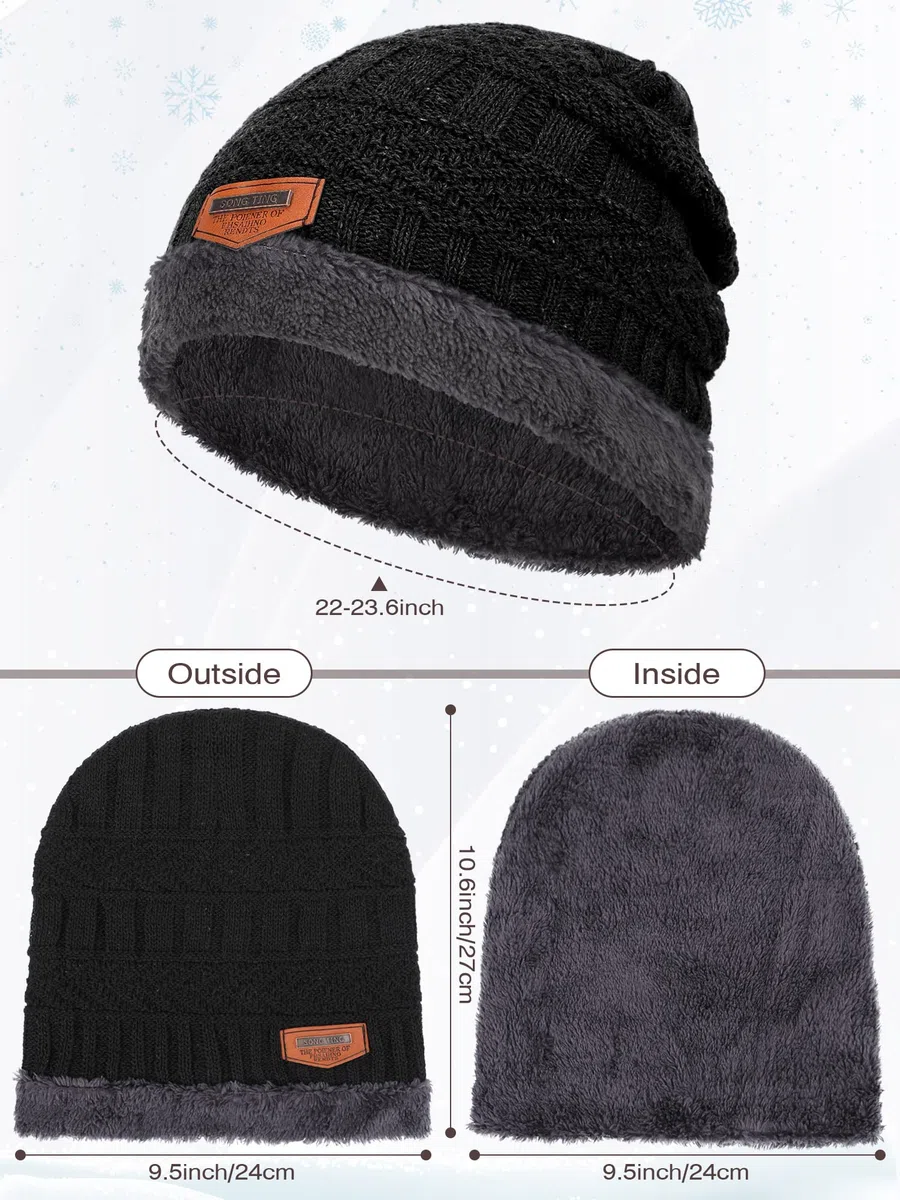 Kigeli 24 gorros de invierno holgados a granel para donaciones sin hogar, gorro cálido interior de forro polar para hombre, gorro de punto grueso al por mayor, Negro, azul marino, rojo, gris, café,