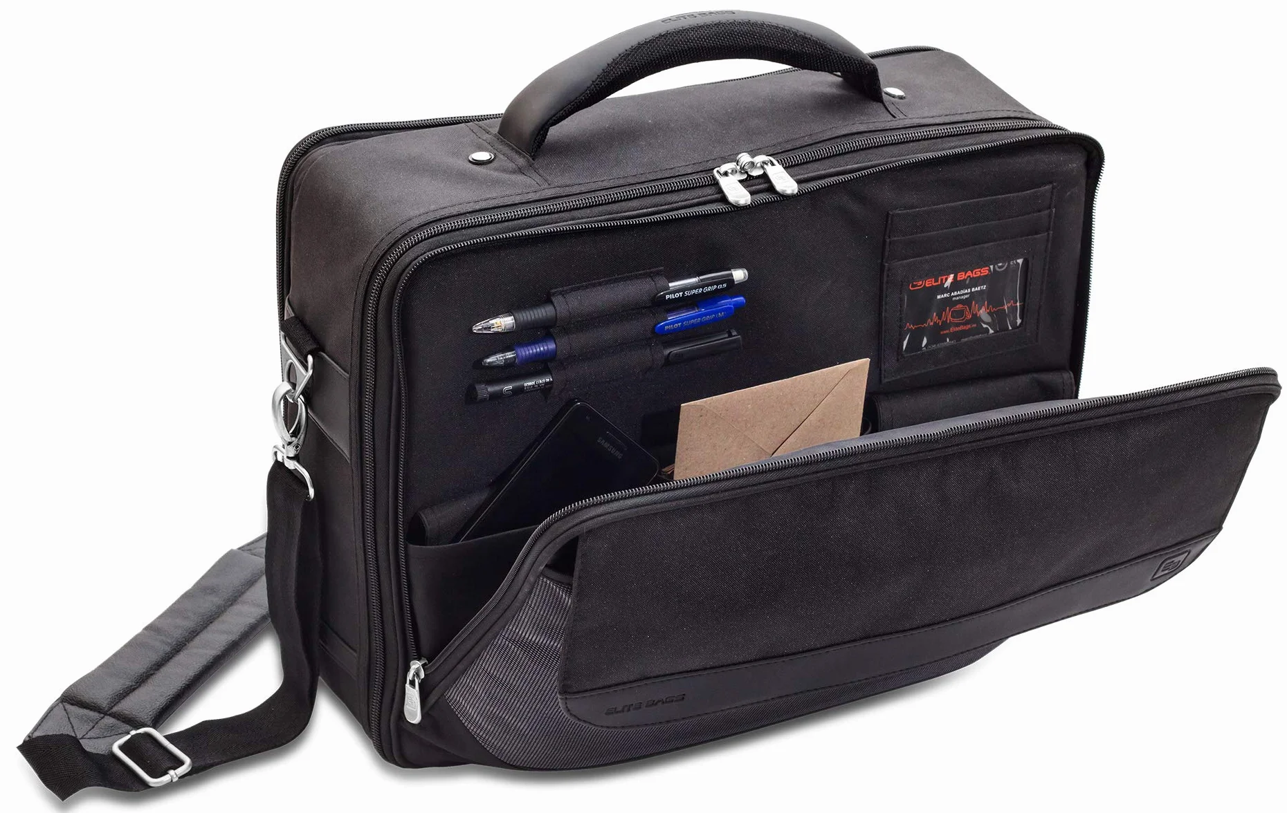 ELITE BAGS Doctor´S Bolsa del médico (Gris-Negro) | Sistema de transporte integrado y plegable; bolsillos modulares extraíbles, ampullarium