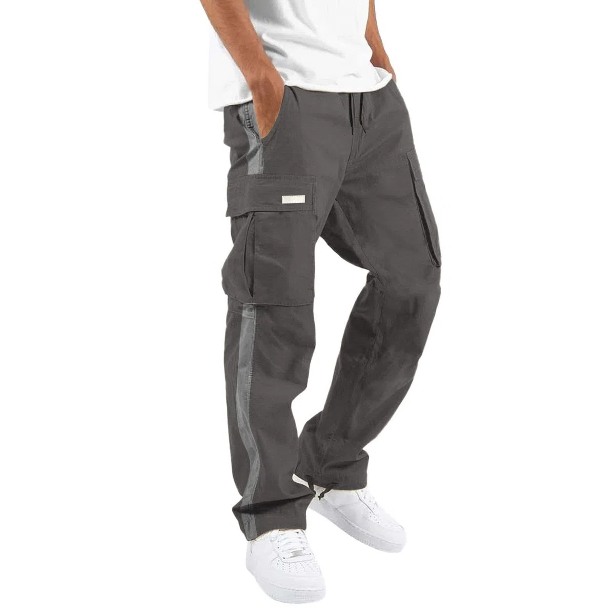 Pantalones cargo para hombre, pantalones de combate con puños, ajustados, dobladillo abierto, pantalones de chándal elásticos, pantalones de chándal con bloques de color, pantalones de trabajo para