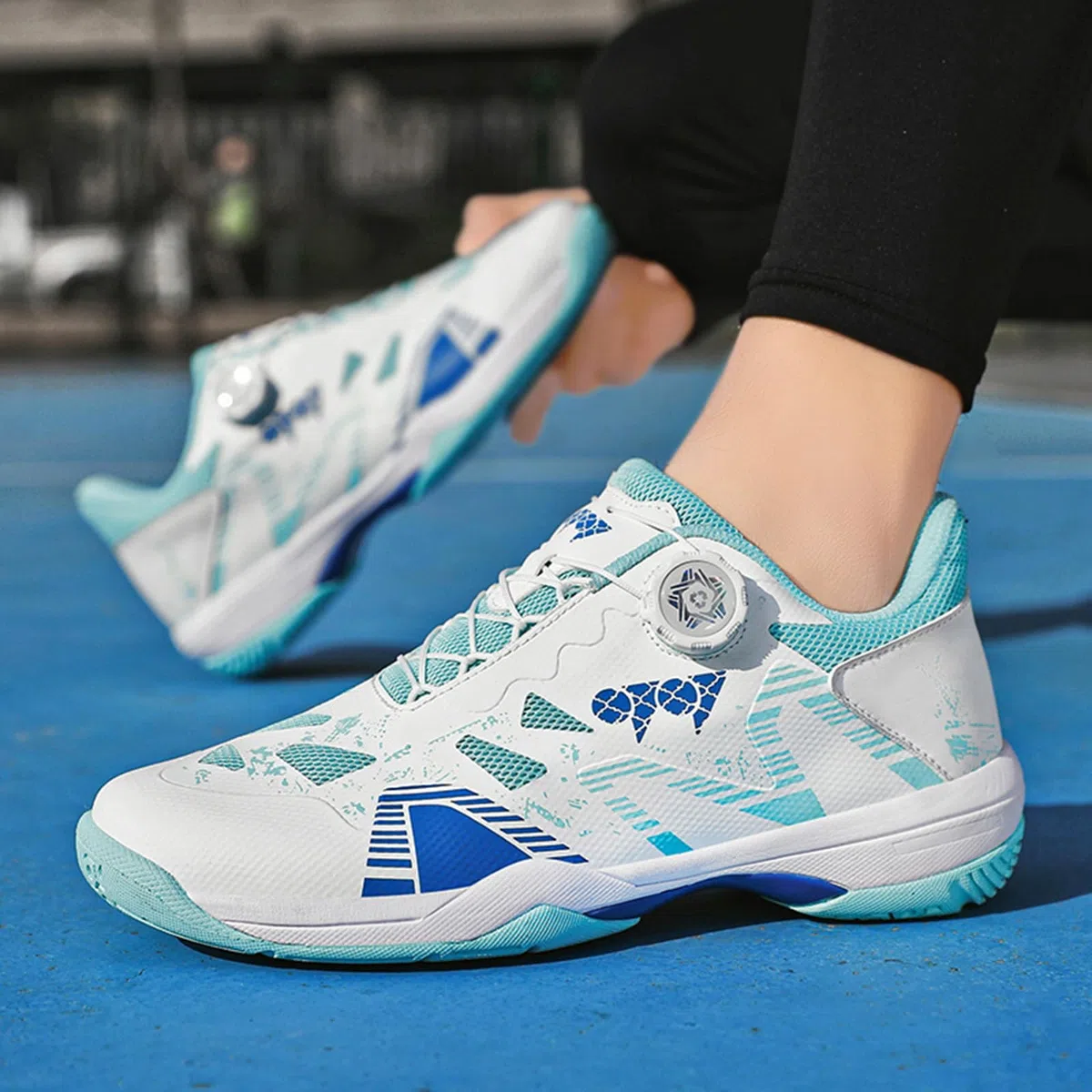 Par de zapatos de bádminton y tenis con forro de malla transpirable