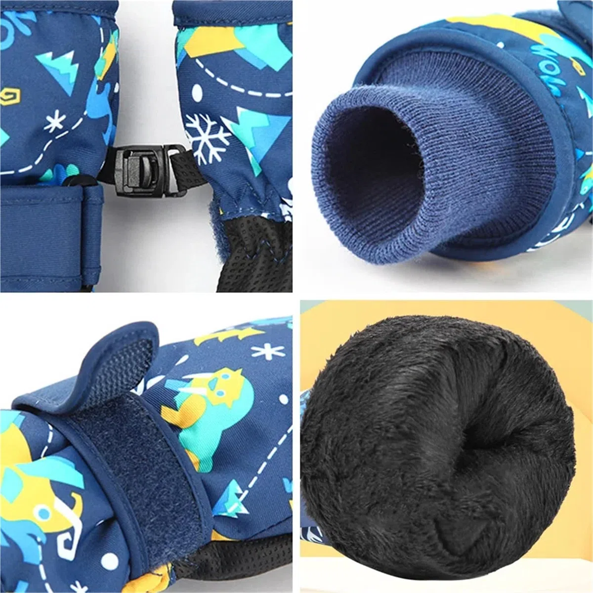 Guantes de esquí de Invierno for niños, Manoplas Gruesas Impermeables con Dedos divididos for niños y niñas (de 4 a 6 años), Guantes de Nieve cálidos(4-6Y Pink)