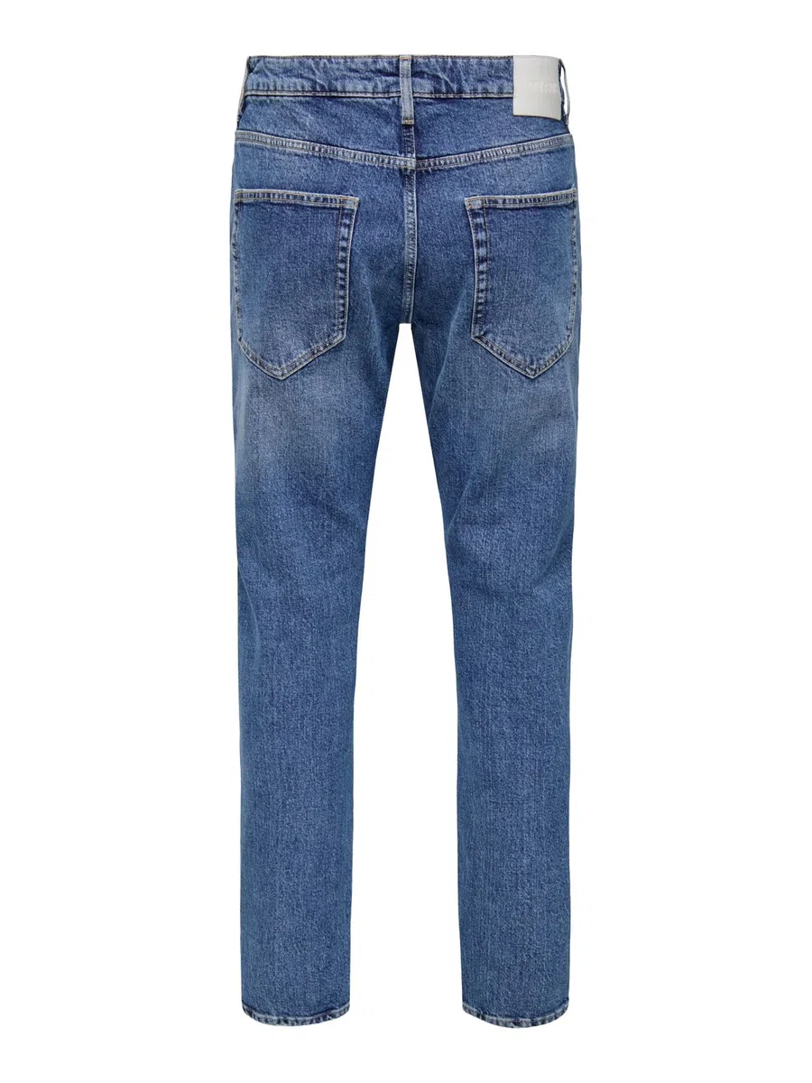 Only & Sons Vaqueros Denim Hombres Regular Fit Estilo 5 Bolsillos Pantalón Acortado con Botonadura ONSYOKE