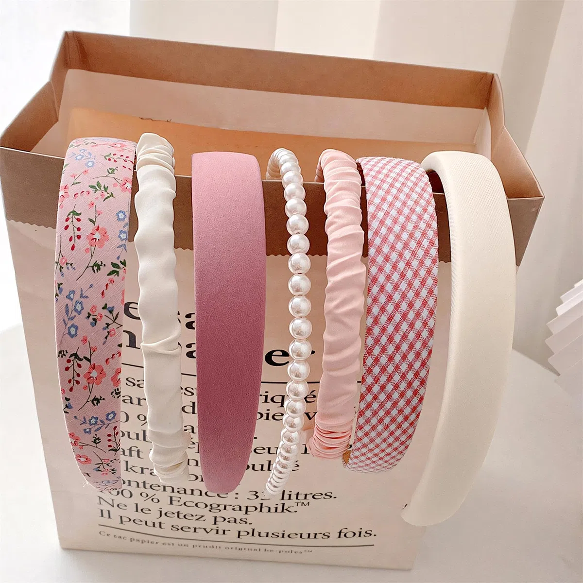 Diademas para mujeres y niñas, juego de 7 piezas, diademas acolchadas florales antideslizantes, bonita diadema de perlas para niñas, diadema ancha vintage