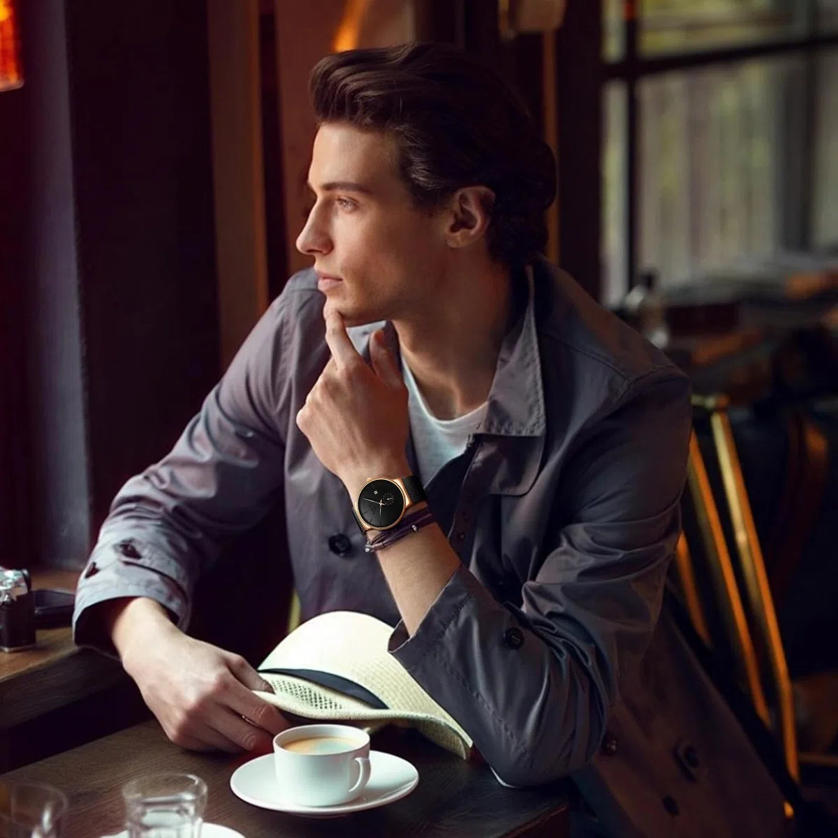 LIGE Reloj Hombre Relojes Analógico Elegante para Caballero Clasico Men Watch Vintage Resistente Al Agua Movimiento Japonés De Cuarzo Fecha Acero Inoxidable Estilo Delgado Mens Watches