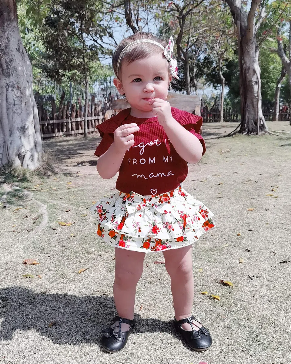 Conjunto de ropa para bebé recién nacido, conjunto de pantalones cortos, estampado floral, ropa de bebé linda para niña, WineRed, 3-6 meses