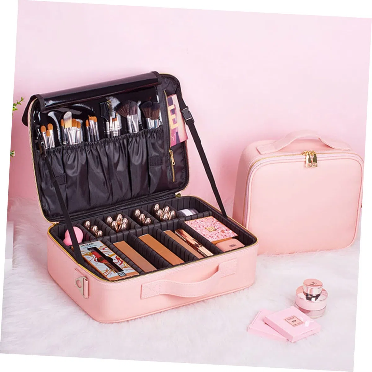 VALICLUD Neceser Grande De Maquillaje con Compartimentos Ajustables Bolsa De Cosméticos Organizador De Maquillaje para Peluquería