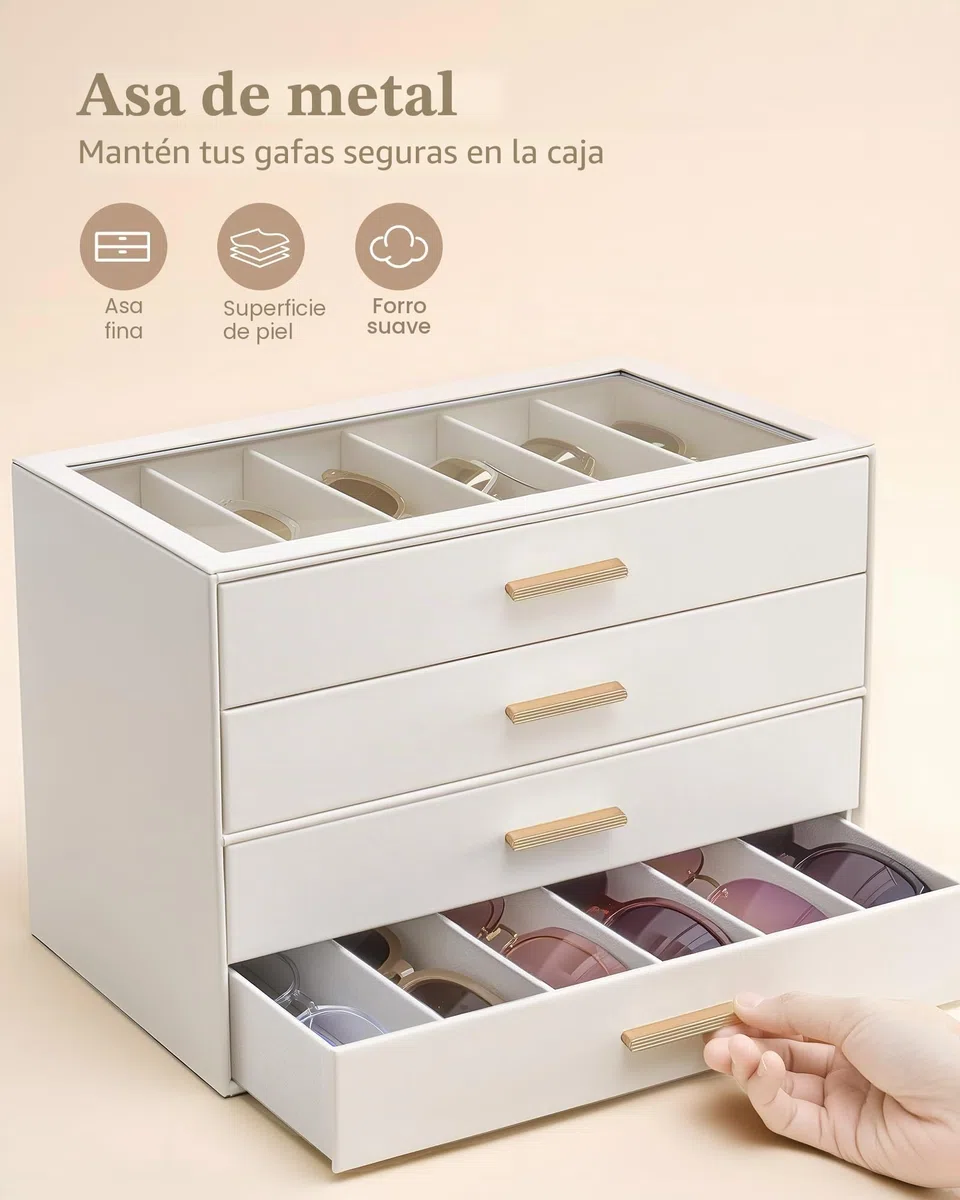 Lolalet 2 plantas 12 compartimentos organizador gafas de sol estuche para gafas