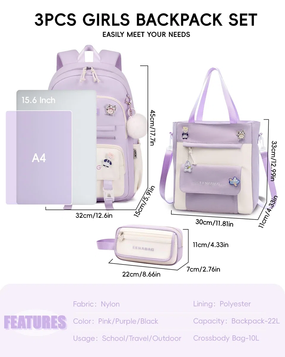 Tanou Mochilas Escolares Niña, Juego de Mochila Colegio Adolescente Chica