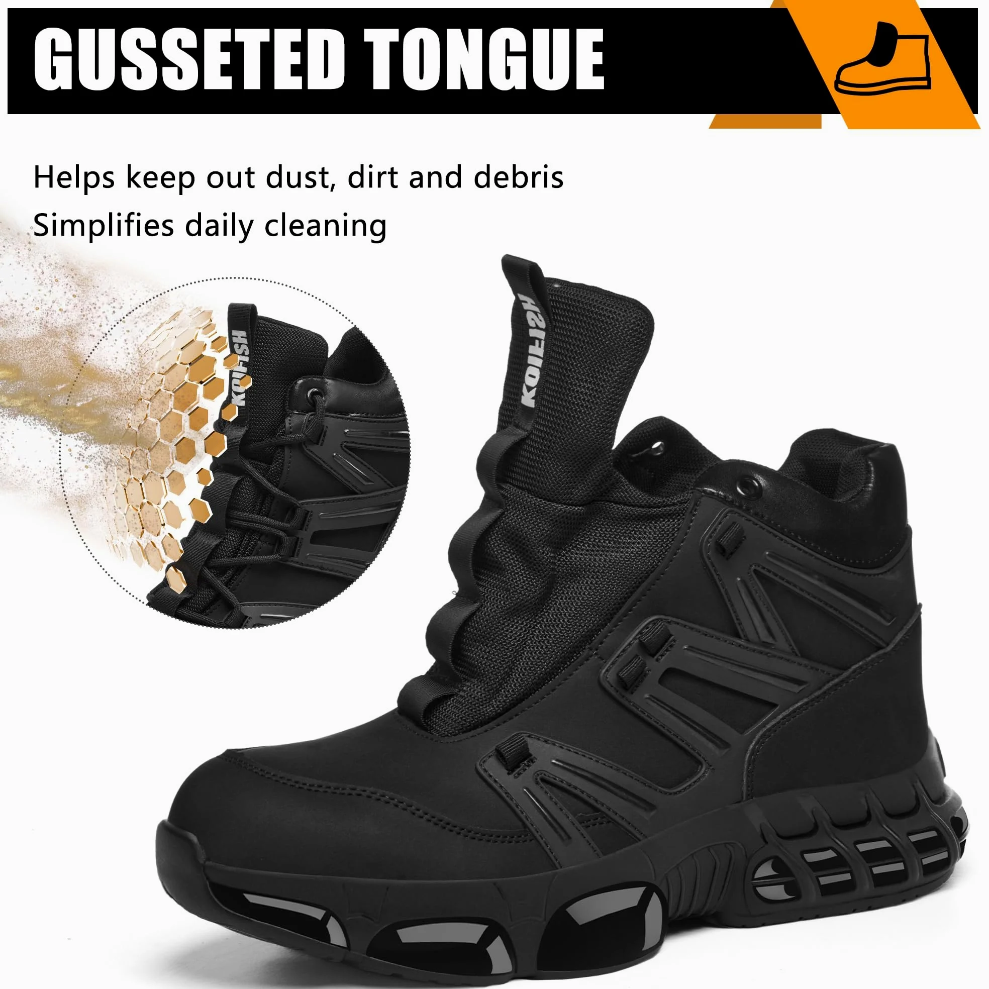 Botas de Seguridad Impermeable Botas de Trabajo Hombre Mujer | Cuero sintético+lengüeta cerrada, Zapatos de trabajo punta de acero+Kevlar, EN ISO 20345, suela aire, Zapatos de Seguridad