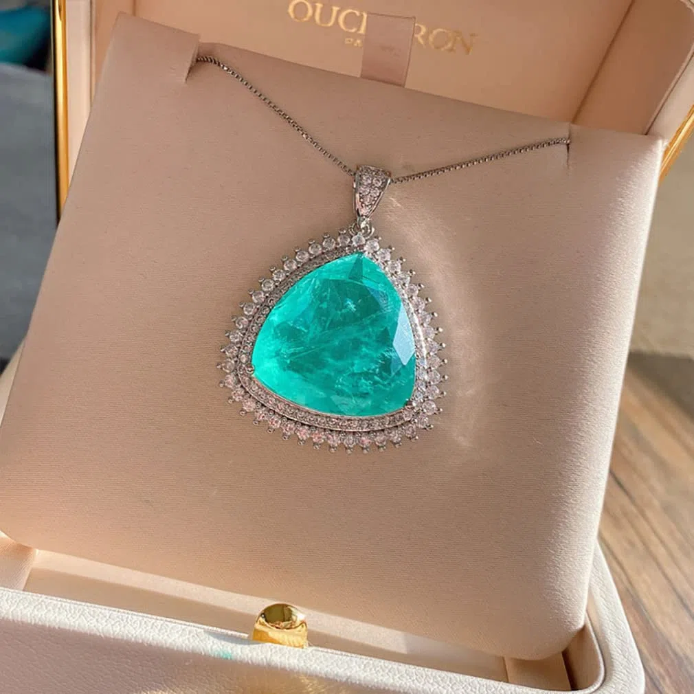 Collar con Colgante de Piedras Preciosas de Cuarzo Rosa Esmeralda de Plata de Ley 925, 23x23mm, joyería para Mujer