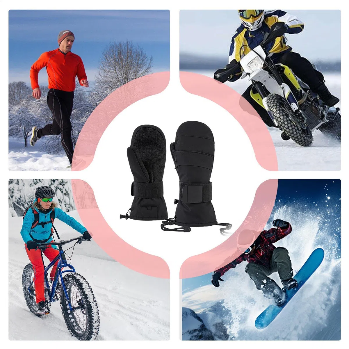Guantes de invierno para pantalla táctil, con protector de muñeca, guantes de ciclismo con forro polar, para hombre, motocicleta, esquí, nieve, ciclismo, snowboard