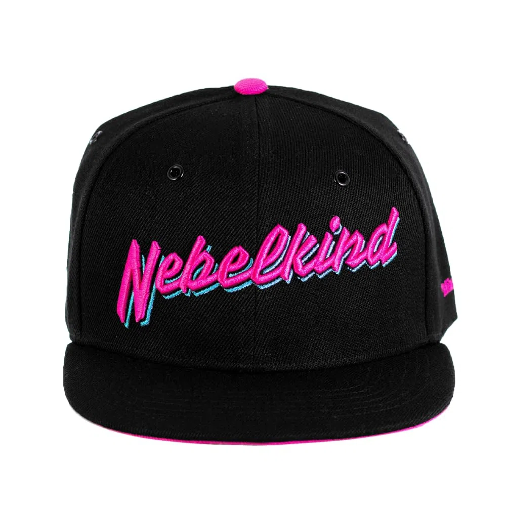 Nebelkind Gorra-Snapback Cap Miami Negro Rosa, Hombre Mujer Unisex, Talla Unica, tamaño Ajustable, Gorra de béisbol Moda, Estilo Streetwear, Gorras de béisbol con Visera Recta