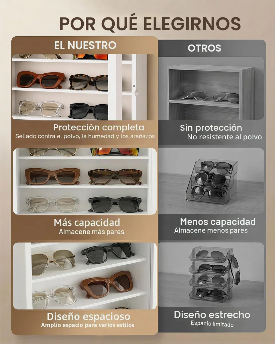 TJ.MOREE Organizador de gafas de sol montado en la pared