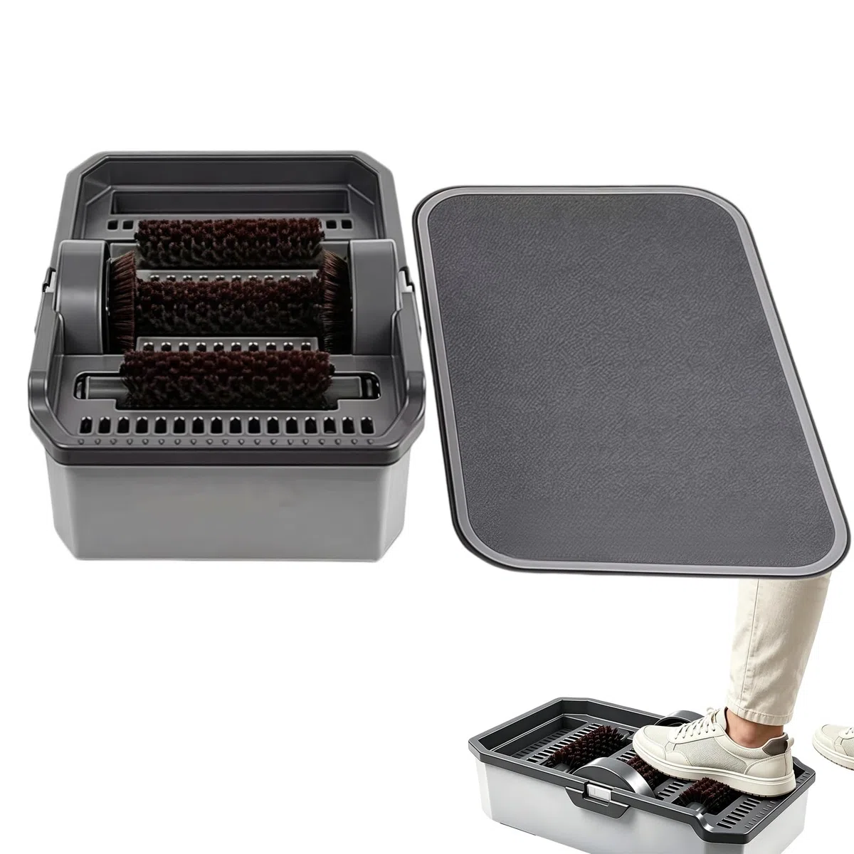 Máquina limpiadora de Suelas de Zapatos, Cepillo fregador de autoservicio con 3 cepillos y Almohadilla Absorbente, para el hogar, la Oficina, el Taller y entradas comerciales