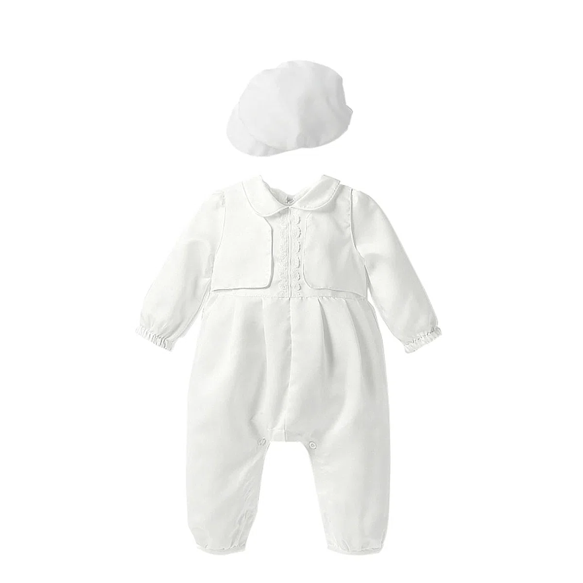 Trajes de bautizo para bebé niño 2 piezas 1 año cumpleaños blanco bautizo conjunto con gorra