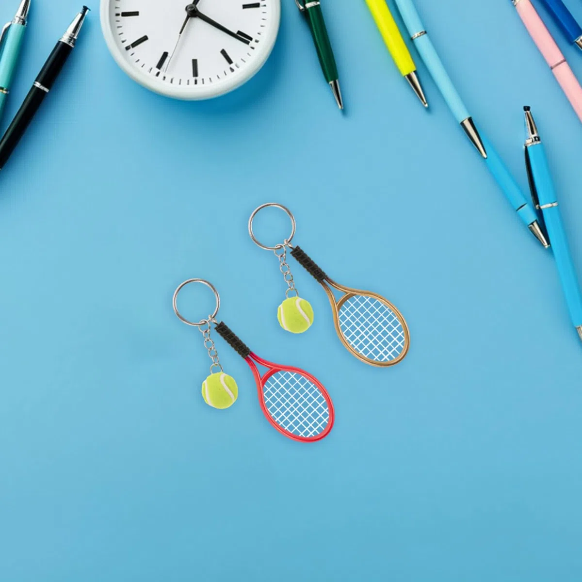 18 Piezas Llavero Raqueta Tenis Colgantes Deportivos Coloridos Mini Accesorios para Fans y Regalos Portátiles