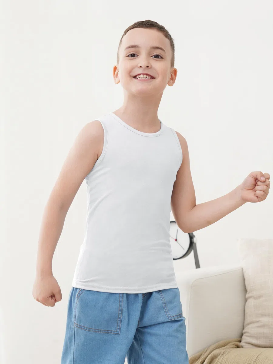 Paquete de 5 camisetas sin mangas para niños y jóvenes de algodón
