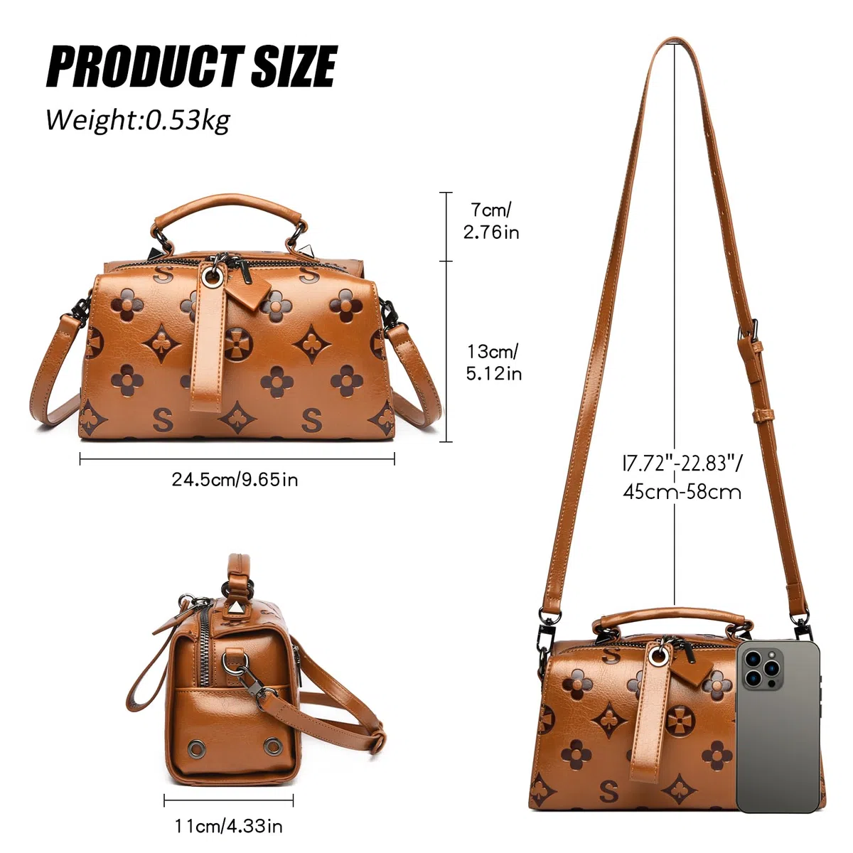 Travistar Bolsos y monederos cruzados para mujer – Bolso pequeño de cuero en relieve con asa superior para el hombro