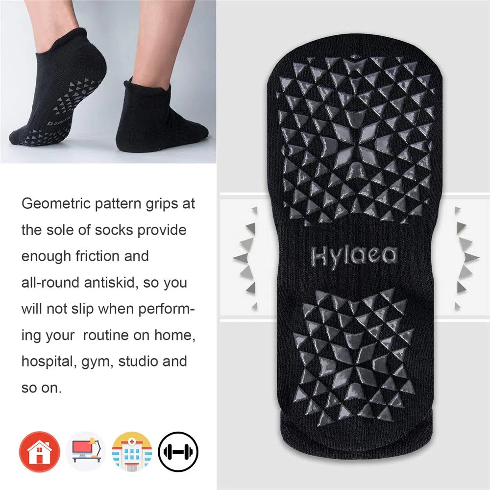 Hylaea Calcetines antideslizantes unisexo con suela de goma para pilates, yoga, la casa, diabéticos | algodón, tobillo, dar un paseo en casa