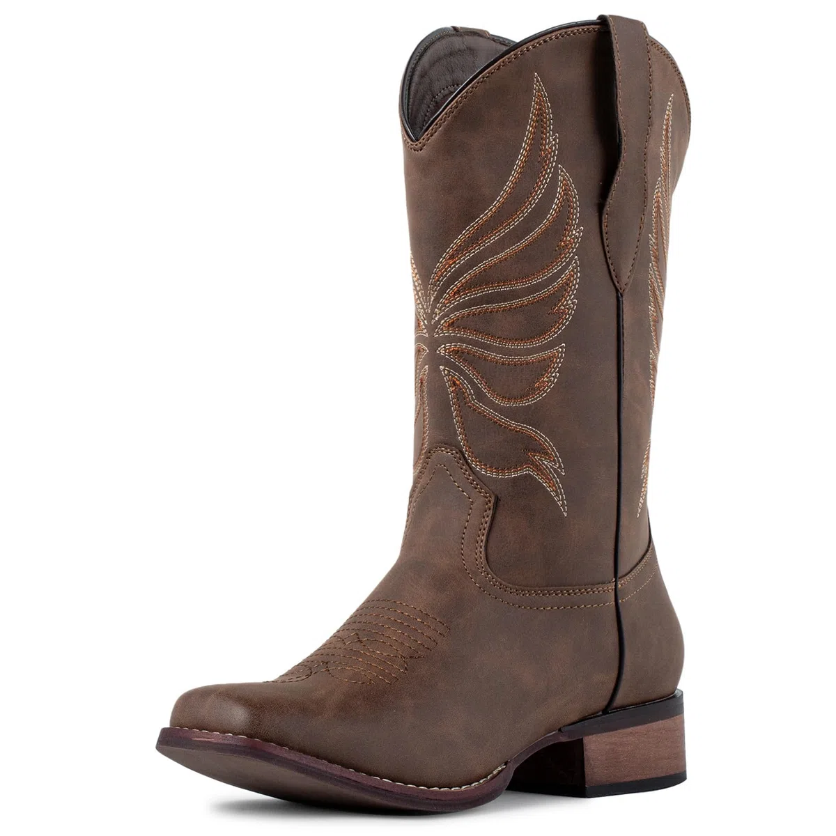 J's.o.l.e Botas vaqueras para mujer, punta cuadrada, pantorrilla ancha, botas vaqueras de moda para mujer