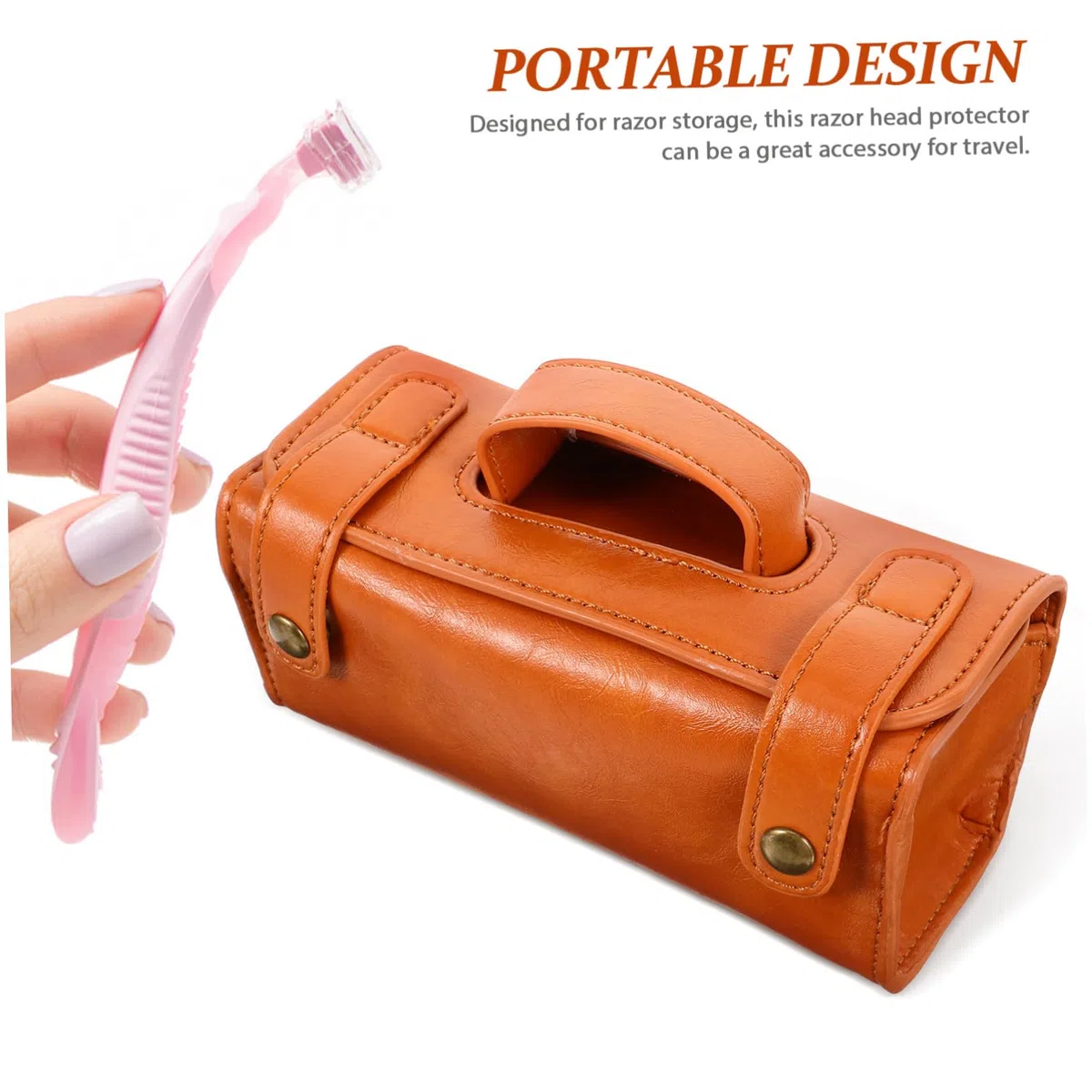 Neceser Organizador para Hombre de Material Sintético PU Marrón Múltiples Compartimentos Portátil para Viaje y Uso Diario
