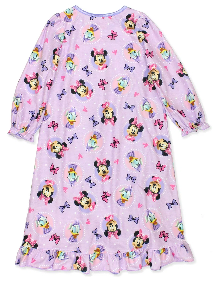 Disney Minnie Mouse Toddler Girls Granny Gown Nightgown (3T, Purple)