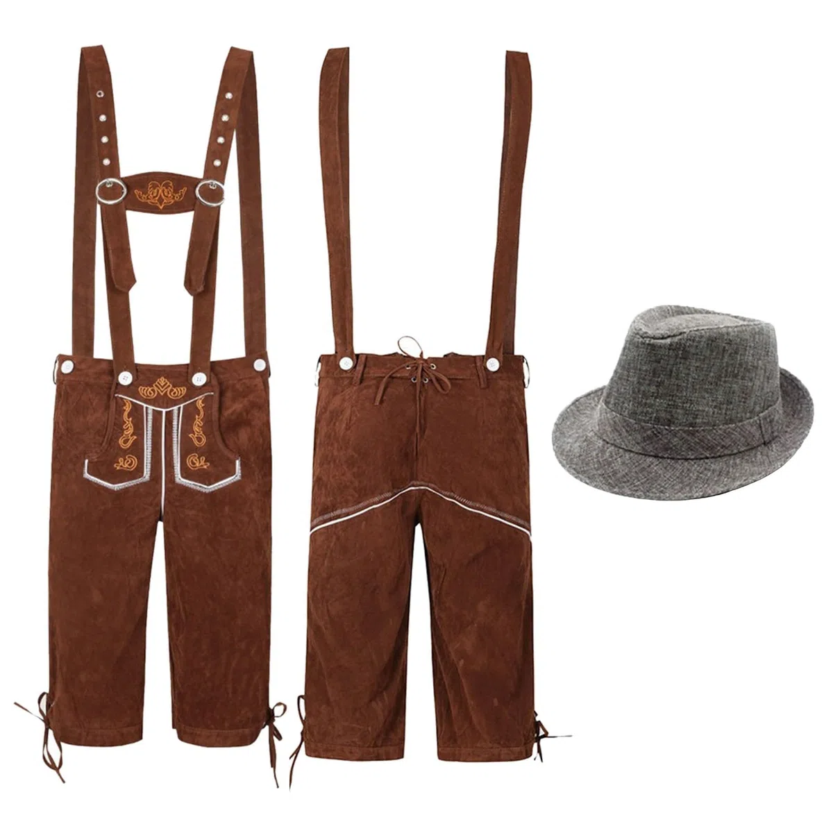Generisch Trajes étnicos masculinos tradicionales Oktoberfest Peto Mono y sombrero de dos piezas
