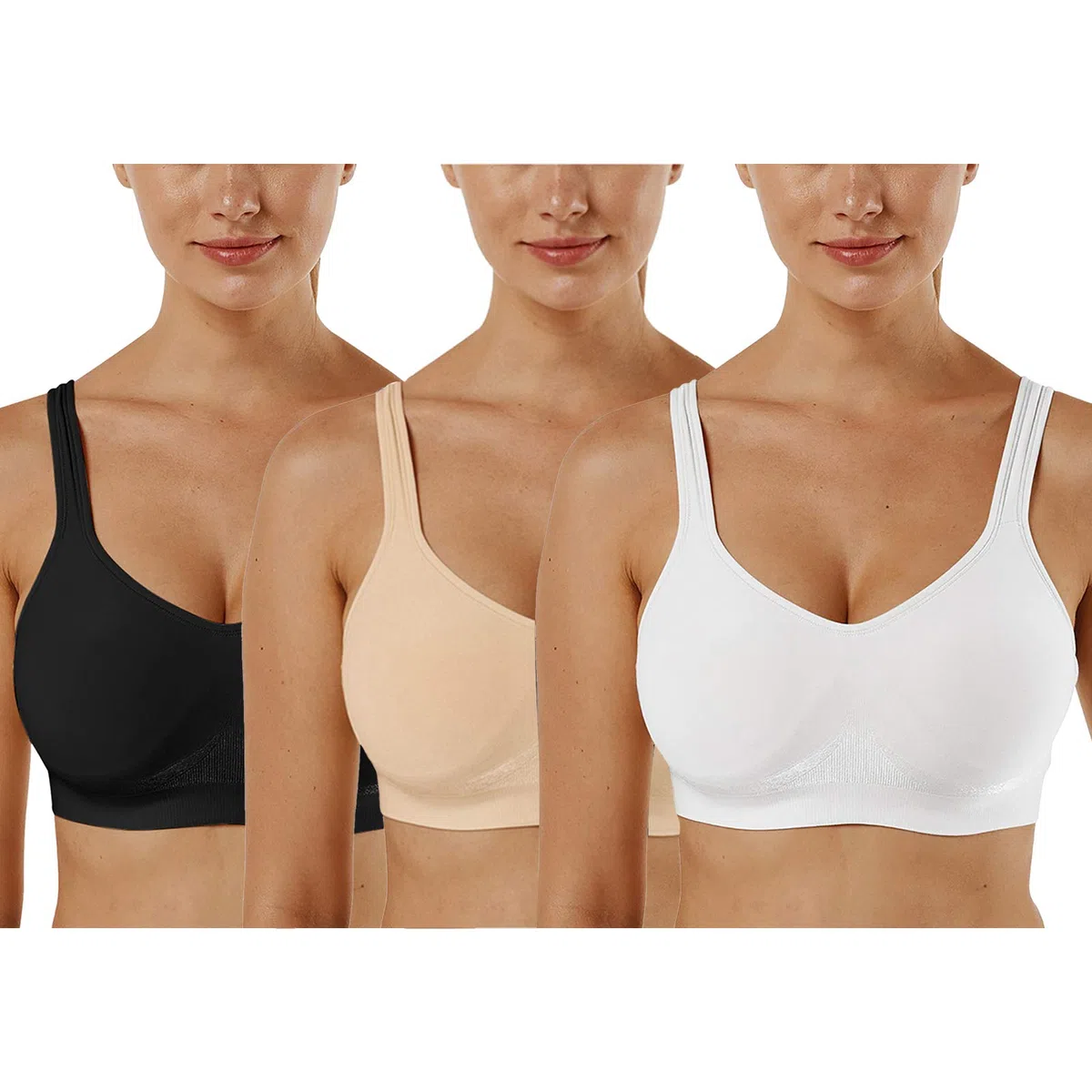 Vertvie Sujetador deportivo con cremallera frontal para mujer, sujeción fuerte, sujetador push up, sin aros, espalda elástica, acolchado, secado rápido, para fitness, yoga Schwarz+weiß+haut