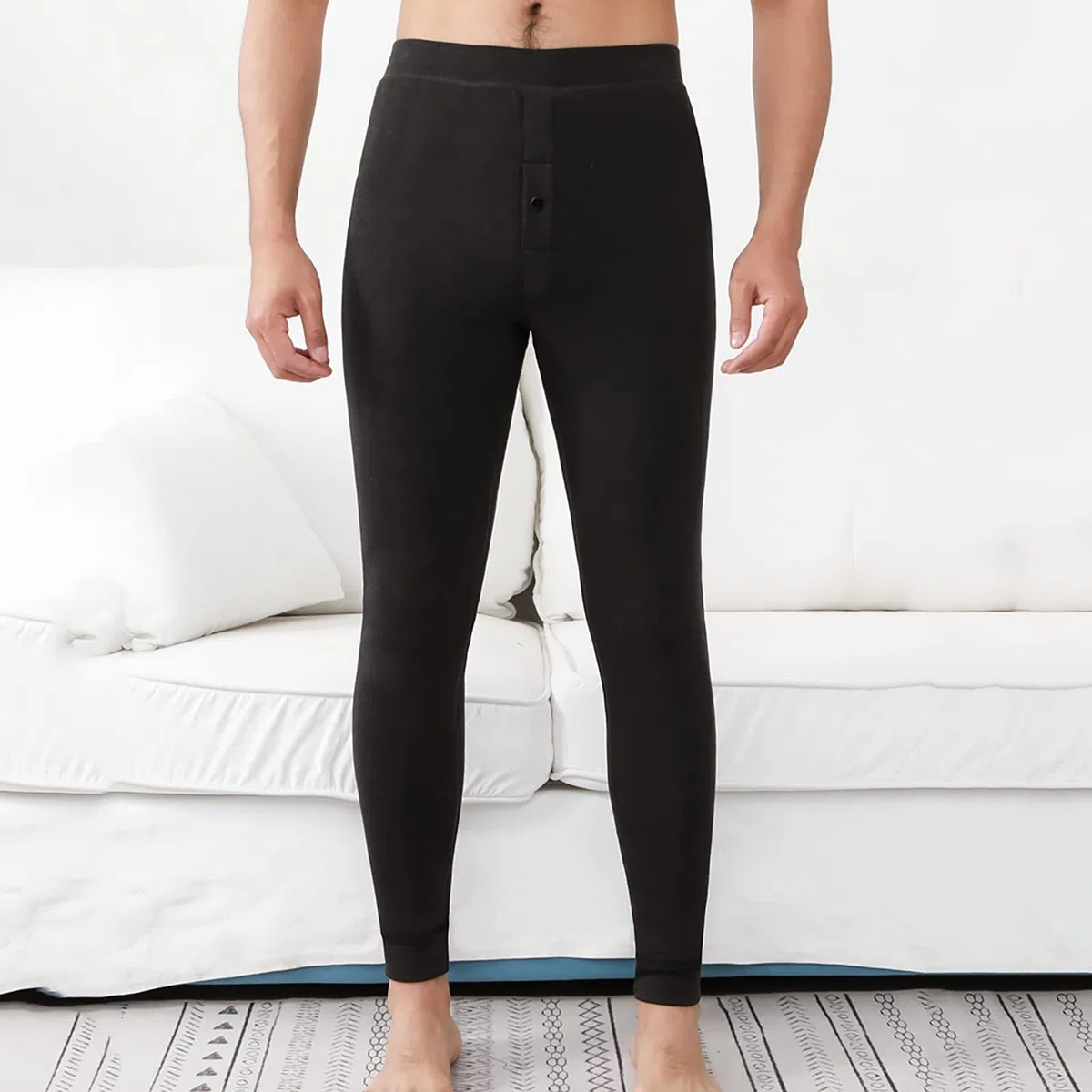 G&F Hombres Pantalones Térmicos para Ropa Interior Tres Capas Calzoncillos Largos Grueso Capa Base Leggings (Color : Black, Size : XL)