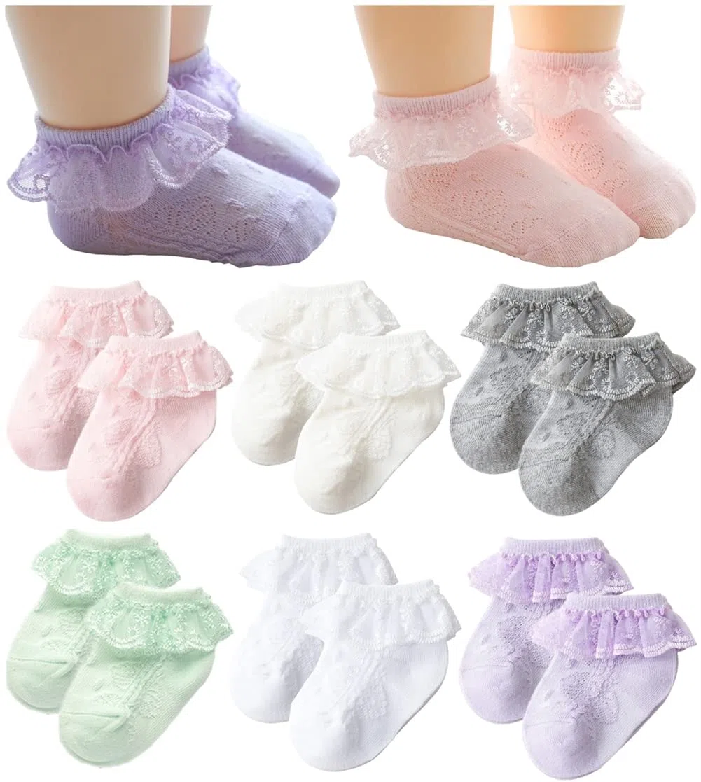 QandSweet Calcetines tobilleros para niñas recién nacidas y niños pequeños
